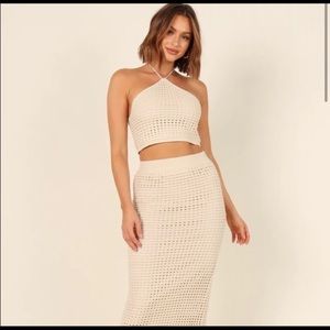 NEW Knit Petal and pup set, tan color, never worn